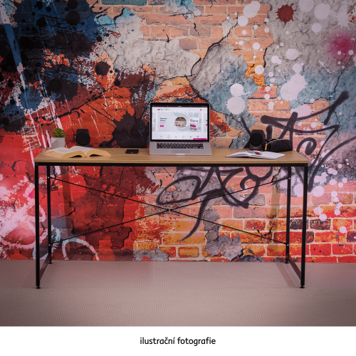 Psací stůl dub / černá, 120x60 cm, MELLORA