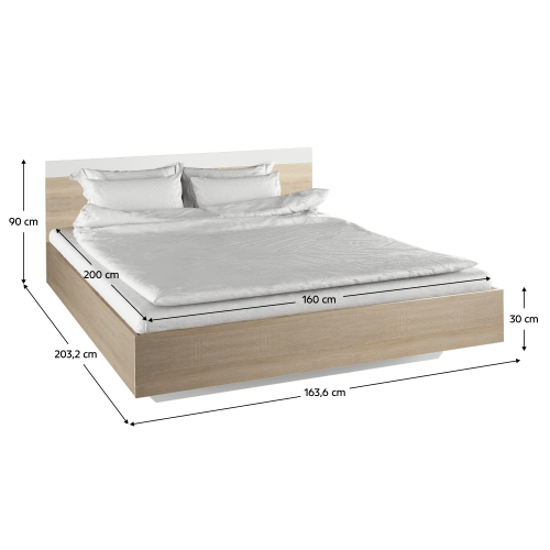 Ložnicový komplet (postel 160x200 cm), dub sonoma / bílá, GABRIELA NEW