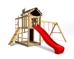 Dětské hřiště Monkey´s Home Malý pirát RED s modrou skluzavkou Dětské hřiště Monkey´s Home Malý pirát RED s modrou skluzavkou