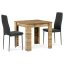 Jídelní set 1+2, stůl 80x80 cm, MDF dub wotan, židle černá látka, černý lak