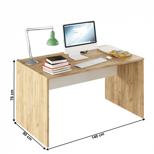 PC stůl, dub artisan/bílá, RIOMA TYP 11