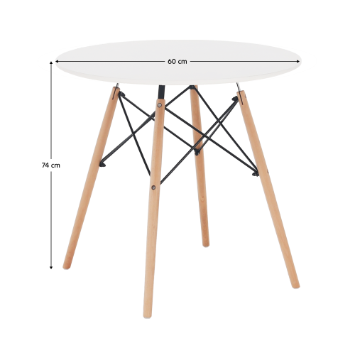 Jídelní stůl, bílá / buk, průměr 60 cm, Gamin NEW 60