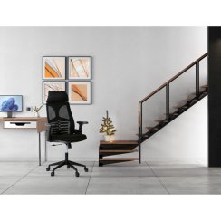 Kancelářská židle, houpací mechanismus, černá síťovina, KA-S247 BK