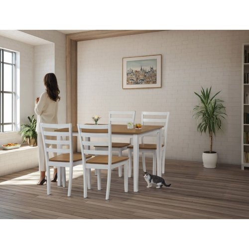 Jídelní set 1+4, rozměr stolu 120x75x75 cm, MDF, dýha, masivní nohy, moření dub