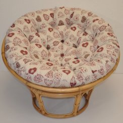 Ratanový papasan 100 cm medový polstr červená srdce