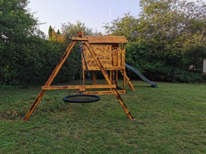Dětský domeček Monkey´s Home Chatrč pirát Storm s houpačkami - zelené Dětský domeček Monkey´s Home Chatrč pirát Storm
