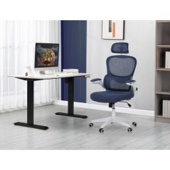 Kancelářská židle, tmavě modrá síťovina, bílý plast, plastový kříž, kolečka na tvrdé podlahy