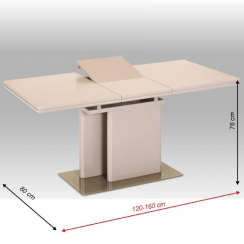 Jídelní rozkládací stůl, capuccino extra vysoký lesk, 120-160x80 cm, Virat
