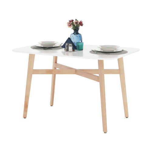 Jídelní stůl, bílá/přírodní, 120x80 cm, CYRUS 2 NEW