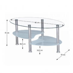 Konferenční stolek, ocel/sklo, WAVE NEW