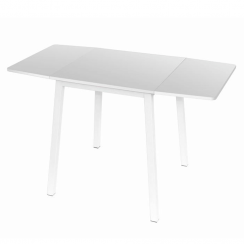 Jídelní stůl, MDF foliovaná / kov, bílá, 60-120x60 cm, MAURO