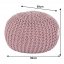 Pletený taburet, pudrová růžová bavlna,, GOBI TYP 2