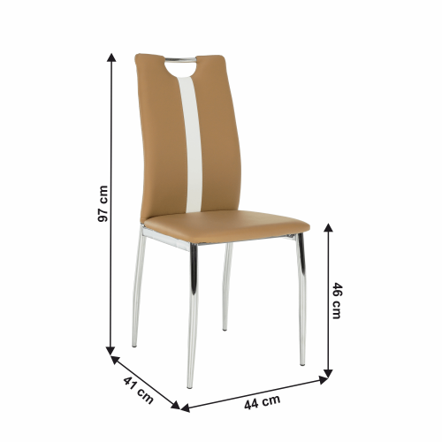 Židle, béžová / bílá ekokůže + chrom nohy, SIGNA