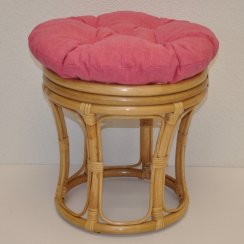 Ratanová taburetka velká medová polstr malinový melír