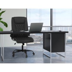 Kancelářské křeslo, houpací mechanismus, černá ekokůže, KA-Y344 BK