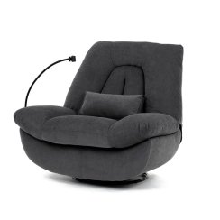 Polohovací křeslo, elektrické zabudované ovládání, šedá, látka, TV-7089 GREY2