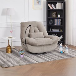 Polohovací křeslo, elektrické zabudované ovládání, béžová, látka, TV-7081 LAN2