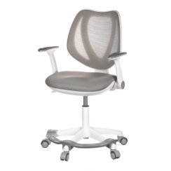 Dětská židle, výškově nastavitelná, šedá síťovina, KA-C806 GREY
