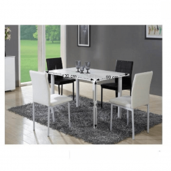 Jídelní stůl, bílá extra vysoký lesk, 120x80 cm, UNITA