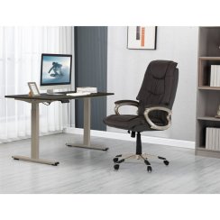 Kancelářské křeslo, houpací mechanismus, hnědá kůže, KA-Y293 BR