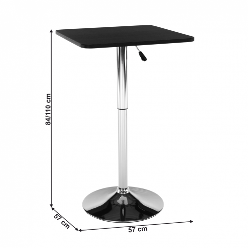 Barový stůl s nastavitelnou výškou, černá, 57x84-110 cm, FLORIAN