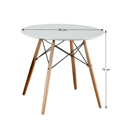 Jídelní stůl, bílá / buk, průměr 80 cm, Gamin New 80