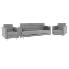 Celočalouněná sestava 3+1+1, látka šedá, AMEDIA