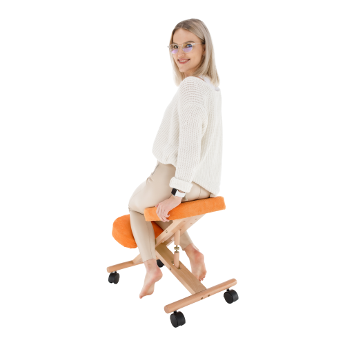 Ergonomická klekačka, oranžová / buk, FLONET