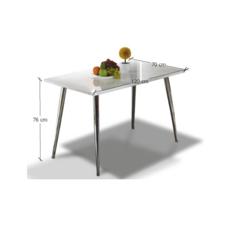 Jídelní stůl, MDF + chrom, extra výška lesk HG, 120x70 cm, PEDRO