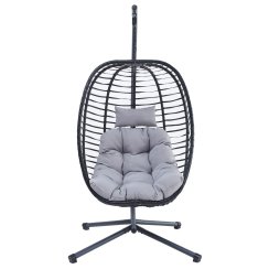 Zahradní závěsné křeslo, výplet antracit umělý ratan AZ-V1289 GREY