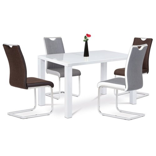 Jídelní stůl AT-3006 WT - 120x80x76 cm, vysoký lesk bílý