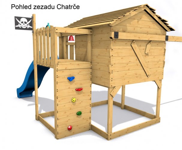 Dětský domeček Monkey´s Home Chatrč pirát Storm s houpačkami - modré .