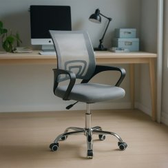 Dětská židle, výškově nastavitelná, šedá síťovina, KA-L103 GREY