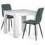 Jídelní set 1+2, stůl 80x80 cm, bílá MDF, židle zelená látka, černý lak