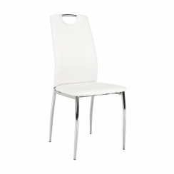 Jídelní židle, ekokůže bílá / chrom, ERVINA