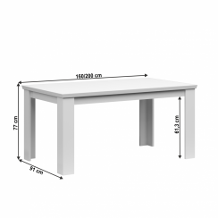 Rozkládací jídelní stůl, bílá, 160-200x91 cm, ARYAN