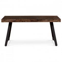 Jídelní stůl, 160x90x76 cm, MDF deska, dýha borovice, kovové nohy, černý lak