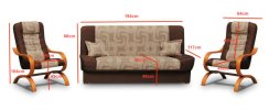 Sedací souprava Jola 3F+1+1 šedá/dřevo wenge
