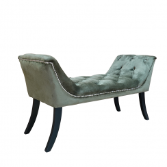 Designová lavice, olivově zelená Velvet látka / kaučukové dřevo, HEMY TYP 2