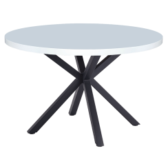 Jídelní stůl, bílá matná/černá, průměr 120 cm, MEDOR