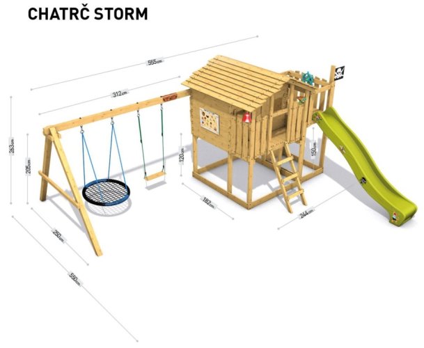 Dětský domeček Monkey´s Home Chatrč pirát Storm s houpačkami - zelené Dětský domeček Monkey´s Home Chatrč pirát Storm