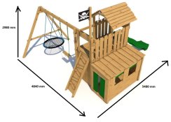 Dětské hřiště Monkey´s Home Velký pirát JOLLY červená .