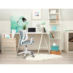Dětská židle, výškově nastavitelná, modrá síťovina, KA-C806 BLUE