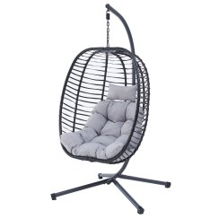 Zahradní závěsné křeslo, výplet antracit umělý ratan AZ-V1289 GREY