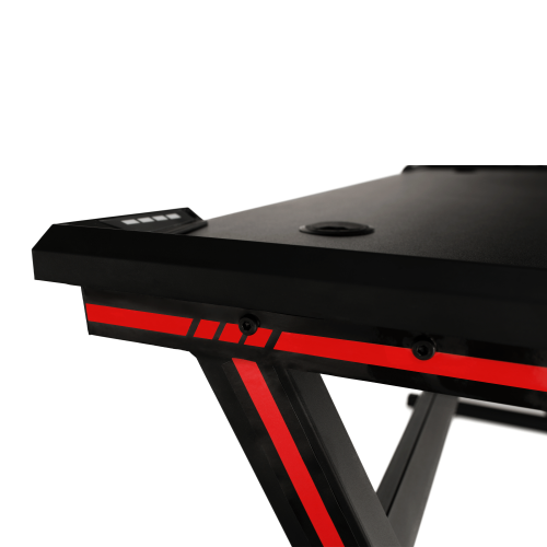 Herní stůl / počítačový stůl, s RGB LED osvětlením, černá / červená, MACKENZIE 140cm