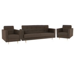 Celočalouněná sestava 3+1+1, látka čokoládová, AMEDIA