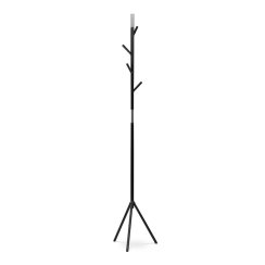 Věšák stojanový, výška 179 cm, kovová konstrukce, černý matný lak, nosnost 6 kg