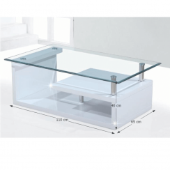 Konferenční stolek, sklo/bílá extra vysoký lesk HG, JULIEN