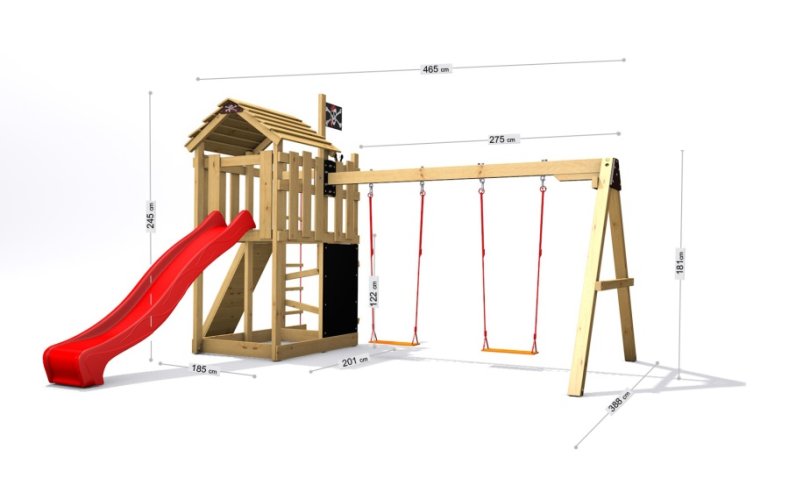 Dětské hřiště Monkey´s Home Malý pirát RED s modrou skluzavkou Dětské hřiště Monkey´s Home Malý pirát RED s modrou skluzavkou