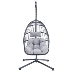 Zahradní závěsné křeslo, výplet antracit umělý ratan AZ-V1269 GREY